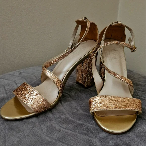 David's Bridal Shoes Davids Bridal Gold Block Heel Straps